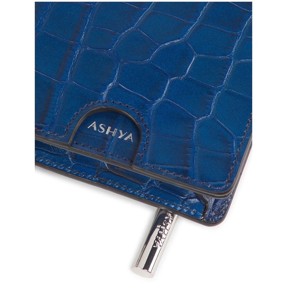 Blue Croc-Embossed Unisex Bolo Bag - Picture 11 of 14